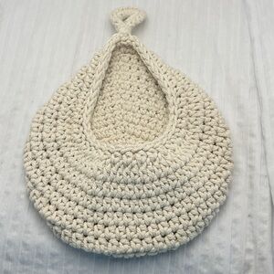 Handmade Cream Crochet Teardrop Hanging Basket Fruit